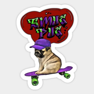 Smug Pug Graffiti Art Sticker